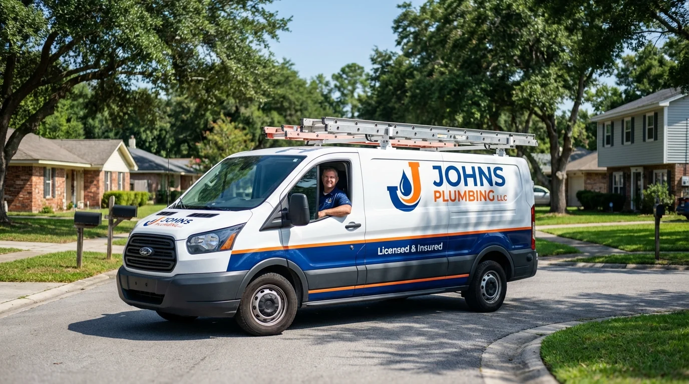 Johns Plumbing LLC service van in Rossville, IN